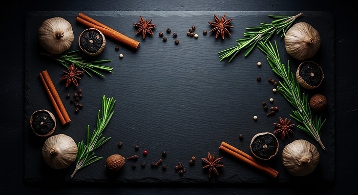 JPG 편집이미지 음식 자연 건강 요리 장식 배열 허브 향신료 아로마 바질 로즈메리 스타아니스 시나몬 편집실사 식물 CG 생태계 향미료 파일형식