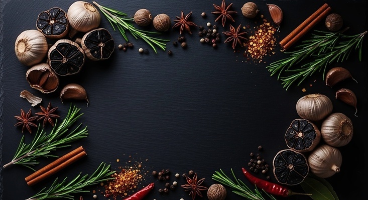 JPG 편집이미지 재료 자연 주방용품 마늘 요리 맛 허브 향신료 준비 향 후추 로즈메리 스타아니스 편집실사 식물 생활용품 컨셉 채소 CG 생태계 향미료 파일형식