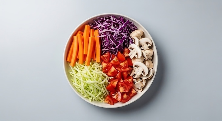 JPG 편집이미지 컬러 다이어트 토마토 채소 재료 자연 건강 요리 식사 버섯 당근 샐러드 신선 맛 양배추 편집실사 음식 컨셉 뿌리채소 CG 생태계 파일형식