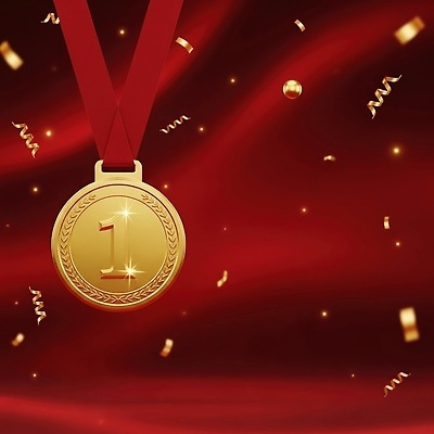 JPG 편집이미지 백그라운드 성공 기념 이벤트 장식 빨간색 반짝임 운동 축하 우승 수상_상을받음 메달 금메달 순간 시상식 이미지편집 AI컴퓨터그래픽 AI콘텐츠 컬러 컨셉 모션 건강 최고 상_상패 파일형식