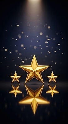 JPG 편집이미지 디자인 별 예술 조명 장식 빛 반사 축제 금색 무대 화려 수상_상을받음 신비 시상식 창의성 이미지편집 AI컴퓨터그래픽 AI콘텐츠 자연요소 컬러 컨셉 파일형식