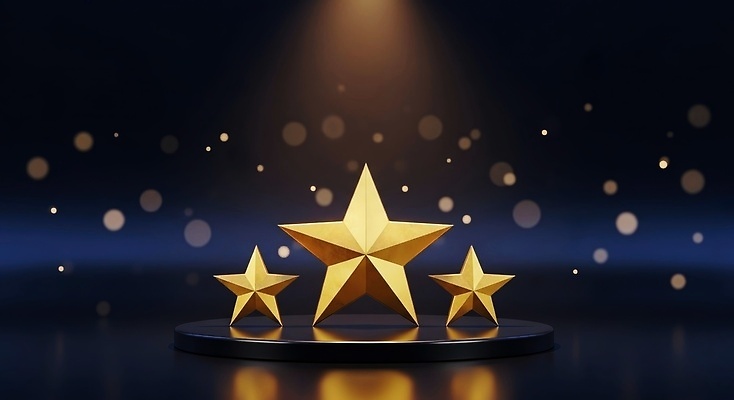 JPG 편집이미지 디자인 별 조명 이벤트 장식 빛 축제 금색 무대 화려 수상_상을받음 분위기 준비 단상 시상 시상식 이미지편집 AI컴퓨터그래픽 AI콘텐츠 자연요소 컬러 컨셉 파일형식