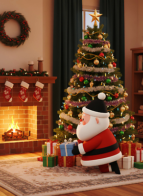 JPG 편집이미지 크리스마스장식 크리스마스 겨울 전구 가족 3D캐릭터 따뜻함 선물 장식 빛 크리스마스트리 산타클로스 카펫 스웨터 Fireplace 편집3D AI컴퓨터그래픽 AI콘텐츠 캐릭터 계절 기념일 상의 관계 3D 파일형식