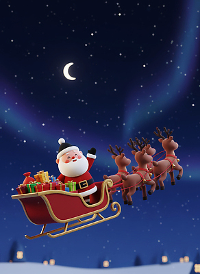 JPG 편집이미지 행복 별 크리스마스 겨울 가족 밤하늘 3D캐릭터 선물 산타클로스 축제 달 북극 항공 썰매 순록 편집3D AI컴퓨터그래픽 AI콘텐츠 자연요소 캐릭터 계절 기념일 감정 관계 하늘 3D 야간 극지방 파일형식