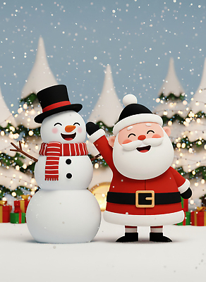 JPG 편집이미지 행복 크리스마스 겨울 가족 눈사람 3D캐릭터 선물 풍경 장식 친구 크리스마스트리 산타클로스 파티 북극 즐거움 편집3D AI컴퓨터그래픽 AI콘텐츠 캐릭터 계절 기념일 감정 관계 이벤트 3D 극지방 파일형식