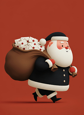 JPG 편집이미지 캐릭터 행복 백그라운드 크리스마스 겨울 3D캐릭터 선물 빨간색 달리기 산타클로스 귀여움 축제 기쁨 자루 연말 편집3D AI컴퓨터그래픽 AI콘텐츠 계절 기념일 감정 컬러 컨셉 모션 3D 파일형식