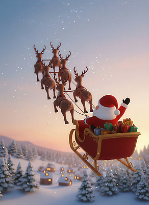 JPG 동물 편집이미지 여행 크리스마스 겨울 하늘 산 3D캐릭터 선물 산타클로스 마을 노을 루돌프 저녁 썰매 편집3D AI컴퓨터그래픽 AI콘텐츠 자연요소 캐릭터 계절 기념일 사슴 3D 야간 파일형식