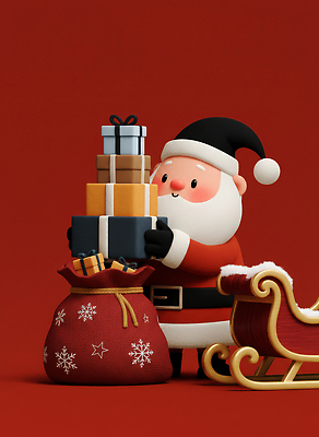 JPG 편집이미지 캐릭터 전통 행복 조각 크리스마스 겨울 가족 3D캐릭터 선물 장식 산타클로스 귀여움 축제 기쁨 썰매 자루 편집3D AI컴퓨터그래픽 AI콘텐츠 계절 기념일 감정 컨셉 관계 3D 파일형식