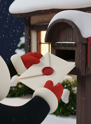 JPG 편집이미지 크리스마스 겨울 봉투 주택 3D캐릭터 따뜻함 풍경 산타클로스 우체통 편지 우편물 소중 소통 빨간장갑 겨울풍경 편집3D AI컴퓨터그래픽 AI콘텐츠 캐릭터 계절 기념일 컨셉 건물 3D 파일형식