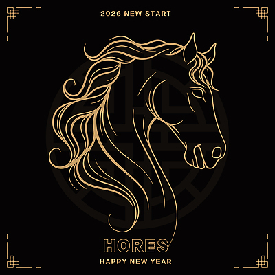 동물 전통 디자인 명절 행복 문화 예술 상징 일러스트 새로움 새해 기념 희망 매력적 금색 축하 인사 말_게임 시작 그림 2026년 국내일러스트 병오년 AI파일 기념일 감정 컬러 컨셉 예절 연도 파일형식 벡터