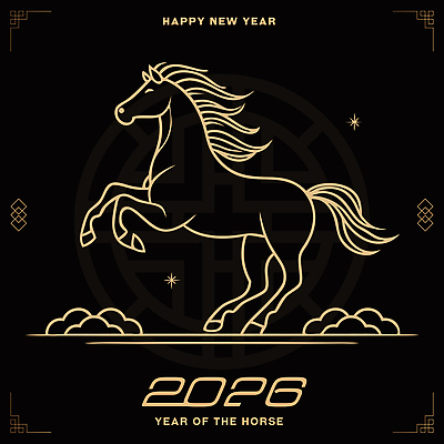 동양문화 전통 디자인 기념일 상징 일러스트 검은배경 새해 기념 미술 설날 금색 축하 말_게임 호랑이 연도 연휴 2026년 국내일러스트 병오년 AI파일 명절 문화 컬러 백그라운드 컨셉 포유류 문화예술 이벤트 공휴일 검은색 파일형식 벡터