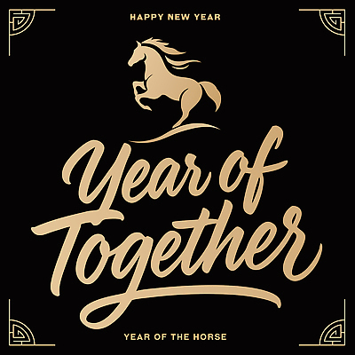 동물 전통 디자인 기념일 행복 문화 일러스트 새해 기념 함께함 여러명 검은색 축제 희망 모임 금색 축하 축복 시작 2023년 2026년 국내일러스트 병오년 AI파일 감정 컬러 다수 컨셉 사람 이벤트 연도 파일형식 벡터