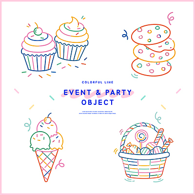 디자인 감정 예술 음식 컬러 일러스트 아이스크림 디저트 사탕 선물 이벤트 파티 쿠키 다양 축하 달콤 컵케이크 즐거움 디지털아트 국내일러스트 AI파일 다수 컨셉 케이크 맛 파일형식 벡터