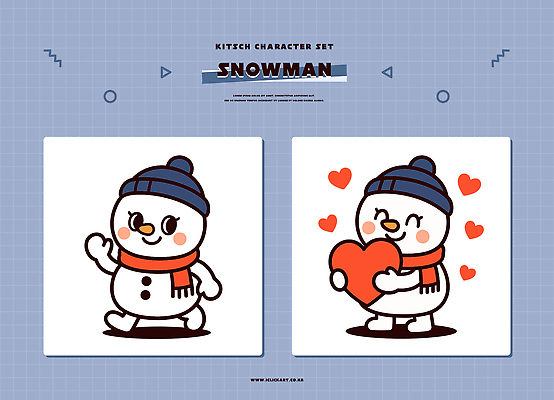 캐릭터 디자인 행복 감정 겨울 일러스트 눈사람 사랑 빨간색 귀여움 스카프 하트 표현 행운 차가움 키치 일러캐릭터 AI파일 모양 계절 컬러 컨셉 목도리 파일형식 벡터