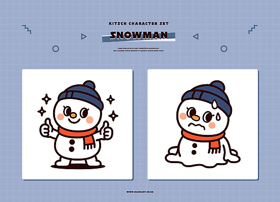 캐릭터 디자인 감정 백그라운드 겨울 일러스트 눈사람 표정 사람 파란색 세트 컬러풀 스카프 기쁨 슬픔 눈덮임 일러캐릭터 AI파일 계절 컬러 컨셉 목도리 파일형식 벡터