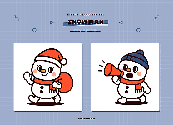 캐릭터 디자인 크리스마스 겨울 가방 일러스트 모션 눈사람 세트 귀여움 표현 유머 나팔 즐거움 마스코트 행진 일러캐릭터 AI파일 잡화 계절 기념일 감정 악기 컨셉 파일형식 벡터