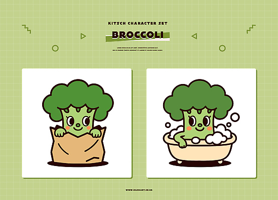 캐릭터 디자인 음식 컬러 채소 과일 일러스트 놀이 욕조 귀여움 목욕 거품 씻기 주머니 브로콜리 즐거움 키치 일러캐릭터 AI파일 감정 컨셉 청결 파일형식 벡터