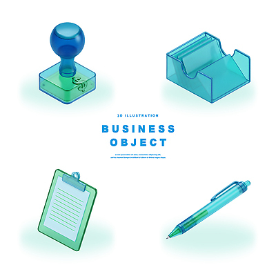 비즈니스 문구용품 펜 3D 사무용품 오브젝트 정리 파일형식 문서 서류판 볼펜 정리함 사무실 재료 작업 서류정리 상품 편집3D PSD 편집이미지