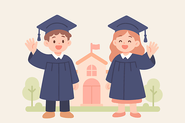 모자_잡화 교육 감정 컨셉 졸업 관계 표정 사람 이벤트 기념사진 파일형식 벡터 졸업식 어린이 학교 웃음 행복 학사모 학위 친구 축하 유치원 단체사진 기념일 성공 AI파일 국내일러스트 일러스트
