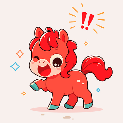 동물 캐릭터 행복 어린이 컬러 일러스트 털 표정 빨간색 달리기 귀여움 즐거움 팝아트 조랑말 밝은색 생성 일러캐릭터 붉은말 붉은말캐릭터 AI파일 감정 컨셉 모션 사람 말_동물 그림 말캐릭터 파일형식 벡터