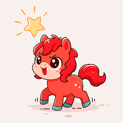 동물 캐릭터 행복 별 어린이 일러스트 털 빨간색 걷기 귀여움 즐거움 그림 장면 액션 일러캐릭터 붉은말 붉은말캐릭터 AI파일 자연요소 감정 컬러 컨셉 모션 사람 말_동물 말캐릭터 파일형식 벡터
