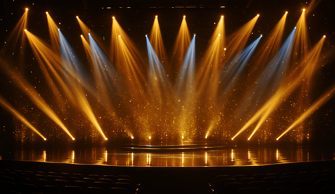 JPG 편집이미지 컬러 조명 빛 반사 전시 공연 무대 화려 분위기 군중 준비 그림 스포트라이트 이미지편집 AI컴퓨터그래픽 AI콘텐츠 컨셉 사람 이벤트 파일형식