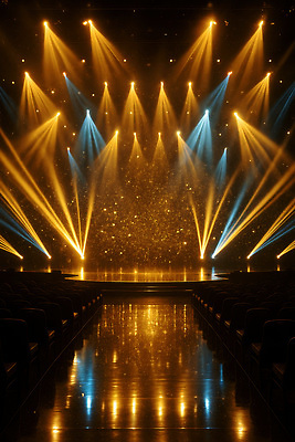 JPG 편집이미지 예술 컬러 설계 조명 반사 공연 무대 화려 분위기 공연장 준비 스포트라이트 객석 이미지편집 AI컴퓨터그래픽 AI콘텐츠 컨셉 이벤트 극장 파일형식