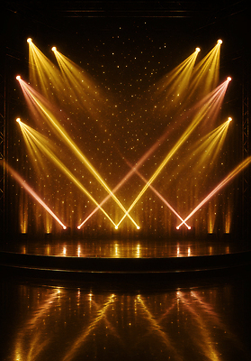 JPG 편집이미지 디자인 예술 음악 조명 빛 반사 공연 공간 금색 무대 분위기 공연장 준비 이펙트그래픽 이미지편집 AI컴퓨터그래픽 AI콘텐츠 컬러 컨셉 그래픽백그라운드 문화예술 이벤트 극장 파일형식