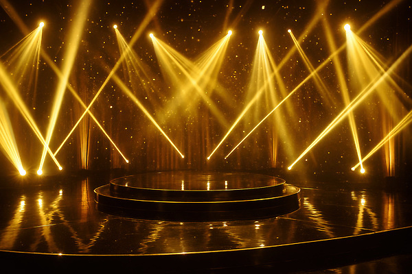 JPG 편집이미지 예술 음악 조명 그림자 전시 공연 공간 무대 화려 분위기 준비 스포트라이트 이미지편집 AI컴퓨터그래픽 AI콘텐츠 컨셉 문화예술 이벤트 파일형식