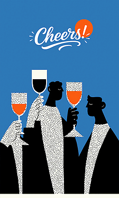 PSD 기념일 남자 행복 음료 컬러 일러스트 잔 여러명 파란색 친구 축제 기쁨 모임 축하 분위기 저녁 즐거움 건배 국내일러스트 식기 감정 다수 컨셉 관계 사람 이벤트 야간 파일형식