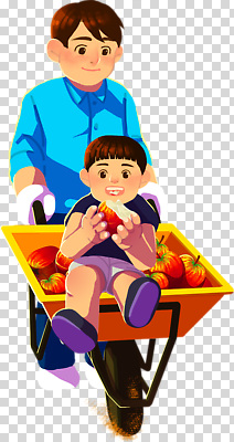 직업 감정 농업 과일 관계 사람 카트 생태계 파일형식 농장 사과 어린이 수레 농부 수확 행복 도전 가족 자연 즐거움 작업 편집이미지 PNG