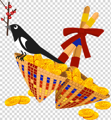 동물 감정 컨셉 돈 농업 전통소품 재산 생태계 파일형식 조류 복주머니 동전 행운 상징 장식 풍요 수확 축제 전통 화려 자연 행복 꾸밈 편집이미지 PNG