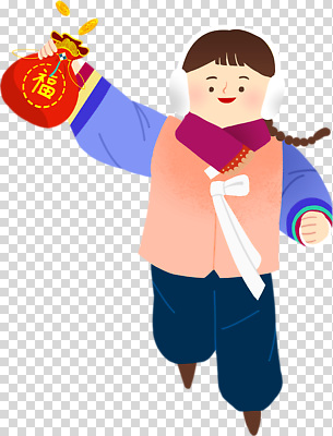 잡화 계절 명절 감정 아시아 모션 전통소품 사람 중국전통 파일형식 어린이 복주머니 겨울 귀마개 즐거움 전통 문화 한국 춘절 축제 행복 달리기 떠남 편집이미지 PNG