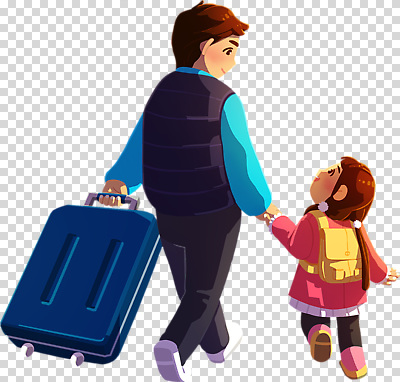 편집이미지 딸 행복 어린이 여행 이동 가방 배낭 가족 친구 부모 걷기 손잡기 도전 아빠 출발 PNG 잡화 감정 컨셉 관계 모션 사람 파일형식