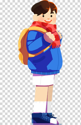 잡화 계절 남자 어린이 컬러 상의 가방 목도리 파일형식 소년 겨울 외투 스카프 캐릭터 옷 백팩 빨간색 파란색 패션 편집이미지 PNG