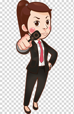 옷 감정 무기 사람 파일형식 여자 캐릭터 정장 비즈니스 총 자신감 표정 액션 포즈 강렬 직업 편집이미지 PNG