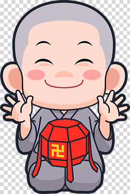 감정 아시아 컬러 컨셉 모션 표정 성직자 파일형식 승려 웃음 행복 만세 한국 전통 문화 빨간색 손흔들기 밝은색 귀여움 편집이미지 PNG