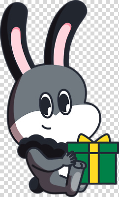 감정 컨셉 포유류 사람 반려동물 파일형식 토끼 캐릭터 선물 귀여움 순수 상자 리본 디자인 행복 아기 동물 편집이미지 PNG