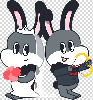 꽃 감정 결혼 컨셉 2 포유류 정장 이벤트 반려동물 파일형식 토끼 결혼식 캐릭터 턱시도 꽃다발 즐거움 축하 그래픽 디자인 귀여움 두마리 편집이미지 PNG