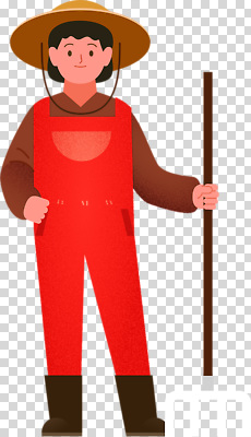 직업 옷 산업 농업 라이프 생태계 파일형식 농부 농장 작업 빨간옷 막대기 농사 일상 자연 초원 마을 농작물 편집이미지 PNG