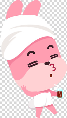 감정 컬러 컨셉 포유류 표정 반려동물 위생용품 청결 파일형식 토끼 분홍색 귀여움 목욕 음료 수건 캐릭터 미소 즐거움 휴식 편집이미지 PNG