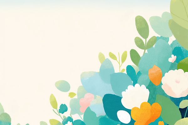 JPG 식물 디자인 꽃 화초 컬러 백그라운드 잎 일러스트 자연 생명 풍경 여름 정원 신선 그림 심플 부드러움 화사함 조화 뷰티풀 색감 국내일러스트 AI일러스트 AI콘텐츠 계절 컨셉 감각 생태계 파일형식