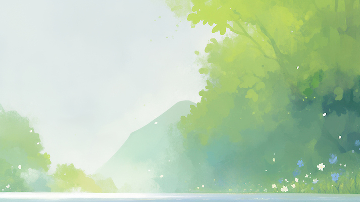 JPG 나무 꽃 감정 호수 컬러 일러스트 자연 생명 아침 산 따뜻함 풍경 초록색 물 평화 맑음 안개 숲 조경 부드러움 산들바람 국내일러스트 AI일러스트 AI콘텐츠 주간 자연요소 식물 컨셉 바람 날씨 감각 생태계 파일형식