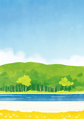 JPG 나무 꽃 여유 여행 일러스트 자연 하늘 풍경 초원 일상 초록색 여름 강 평화 맑음 숲 강가 언덕 조용 드넓은 뷰티풀 국내일러스트 AI일러스트 AI콘텐츠 식물 계절 감정 컬러 컨셉 날씨 라이프 생태계 파일형식