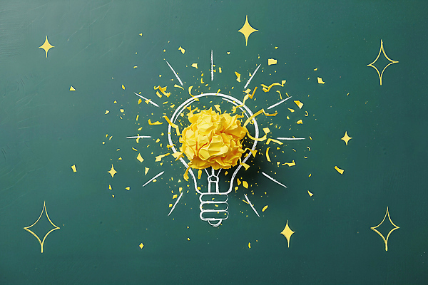 JPG 편집이미지 디자인 종이 상징 조각 백그라운드 전구 아이디어 미술 노란색 폭발 발명 발상 스파크 창의성 창작 이미지편집 컬러 컨셉 문화예술 파일형식