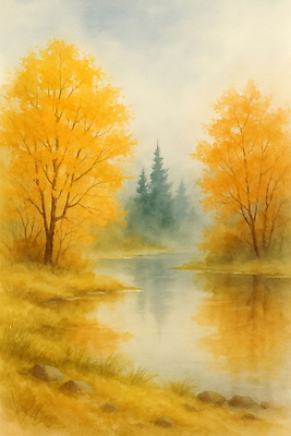 주간 식물 계절 컬러 컨셉 잎 날씨 휴식 풍경 물 생태계 파일형식 호수 자연 나무 노란색 안개 평화 뷰티풀 고요 반사 수면 숲 아침 산책 감상 물가 청명 색감 국내일러스트 일러스트 JPG 단풍 가을