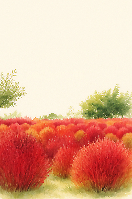 JPG 나무 식물 감정 일러스트 자연 휴식 풍경 초원 빨간색 주황색 고요 산책 가을 채색 뷰티풀 국내일러스트 AI일러스트 AI콘텐츠 계절 컬러 컨셉 미술 생태계 파일형식