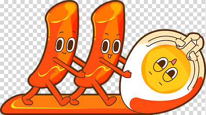 편집이미지 캐릭터 음식 컬러 모션 미소 노란색 귀여움 계란 주황색 유머 소시지 즐거움 PNG 감정 컨셉 표정 알 가공식품 파일형식