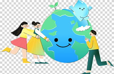 나무 편집이미지 캐릭터 행복 지구 어린이 모션 날씨 미래 협력 웃음 파란색 환경 보호 지구촌 PNG 식물 감정 컬러 컨셉 표정 사람 파일형식