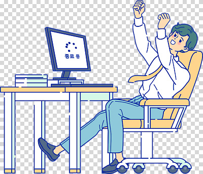 가구 컨셉 비즈니스 문구용품 사람 전자제품 운동 감각 파일형식 사무실 남자 컴퓨터 작업 스트레칭 의자 책 사무용품 편안함 포즈 휴식 집중 시간 건강 편집이미지 PNG